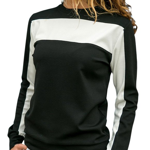 Tops - Black-White color block top